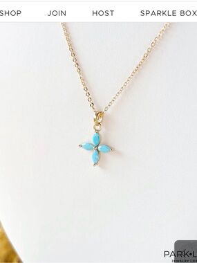 Park Lane Gold-Tone Necklace with Turquoise Flower Cross Pendant